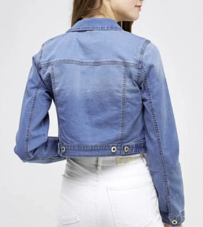 Halfway In Crop Denim Jacket