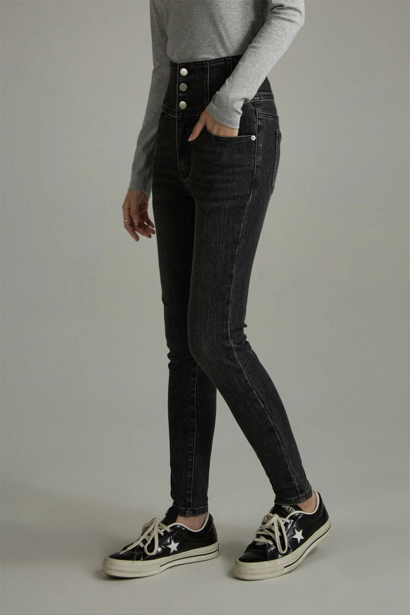 High-Waisted Pencil Corset Jeans