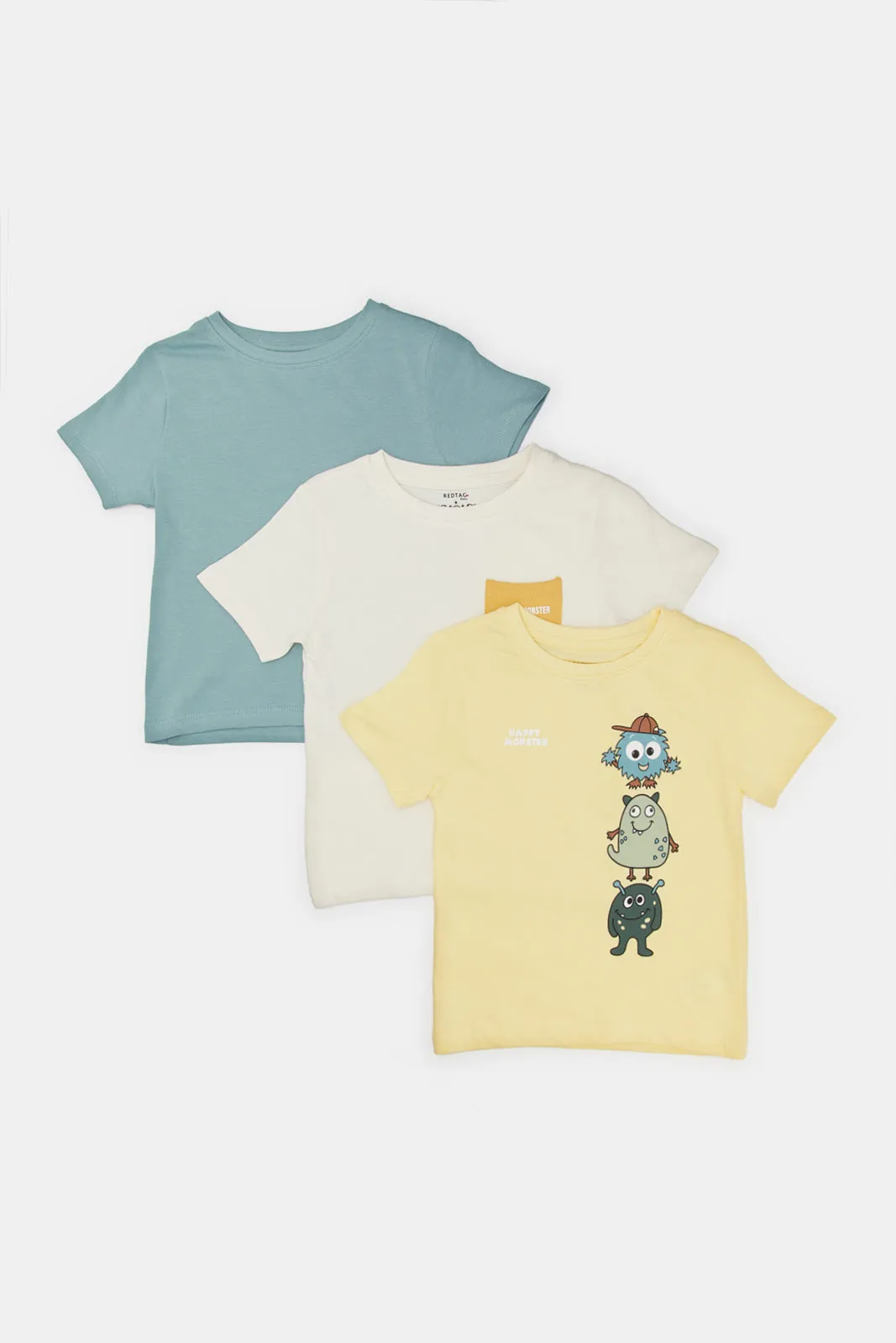 Infant Boys Assorted Plain And Printed T-Shirt Set (3 Piece)