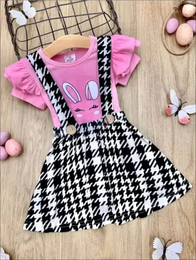 Jolly Bunny Houndstooth Overall Skirt Set