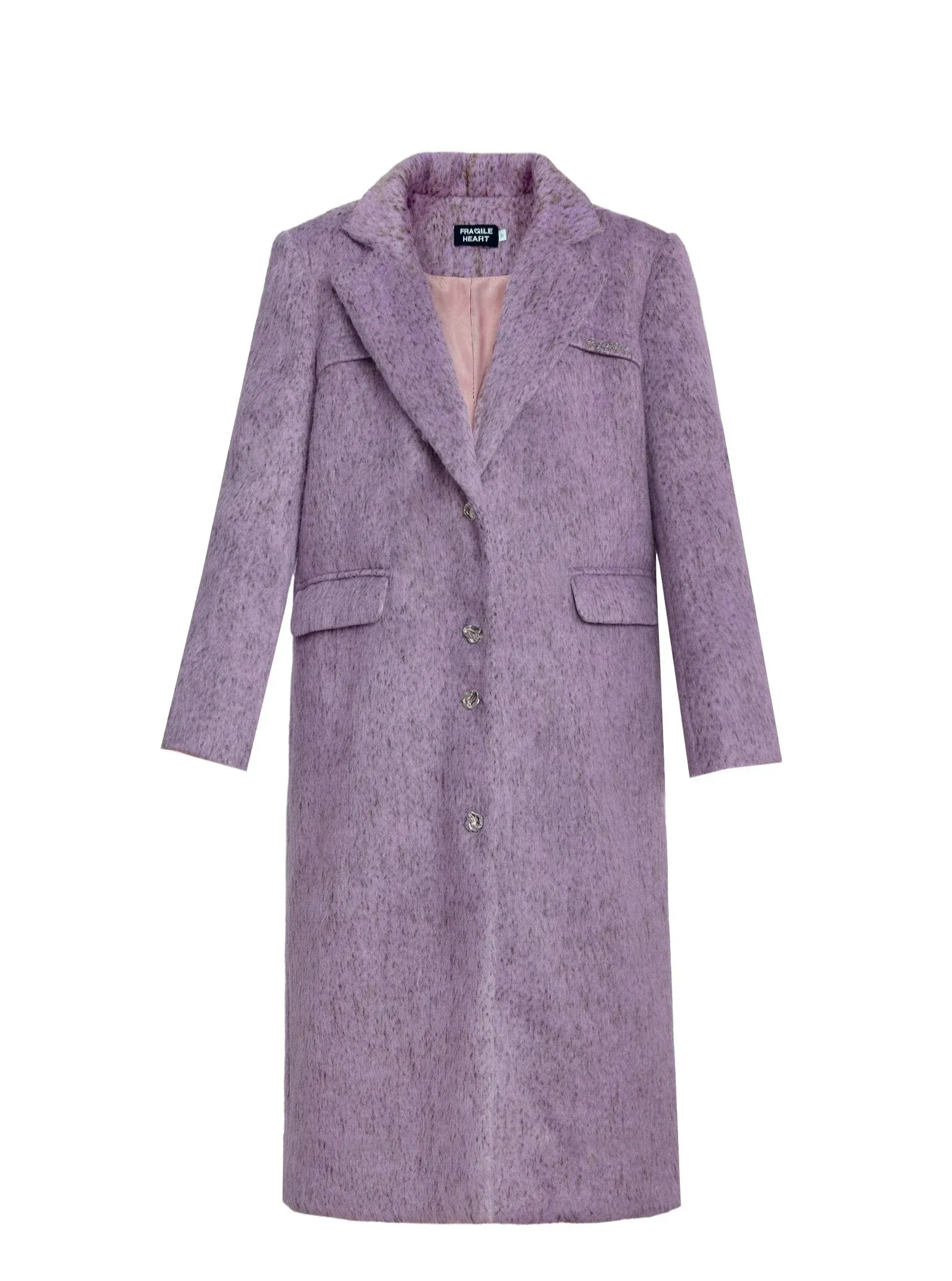 Lavender Wool Blend Long Coat