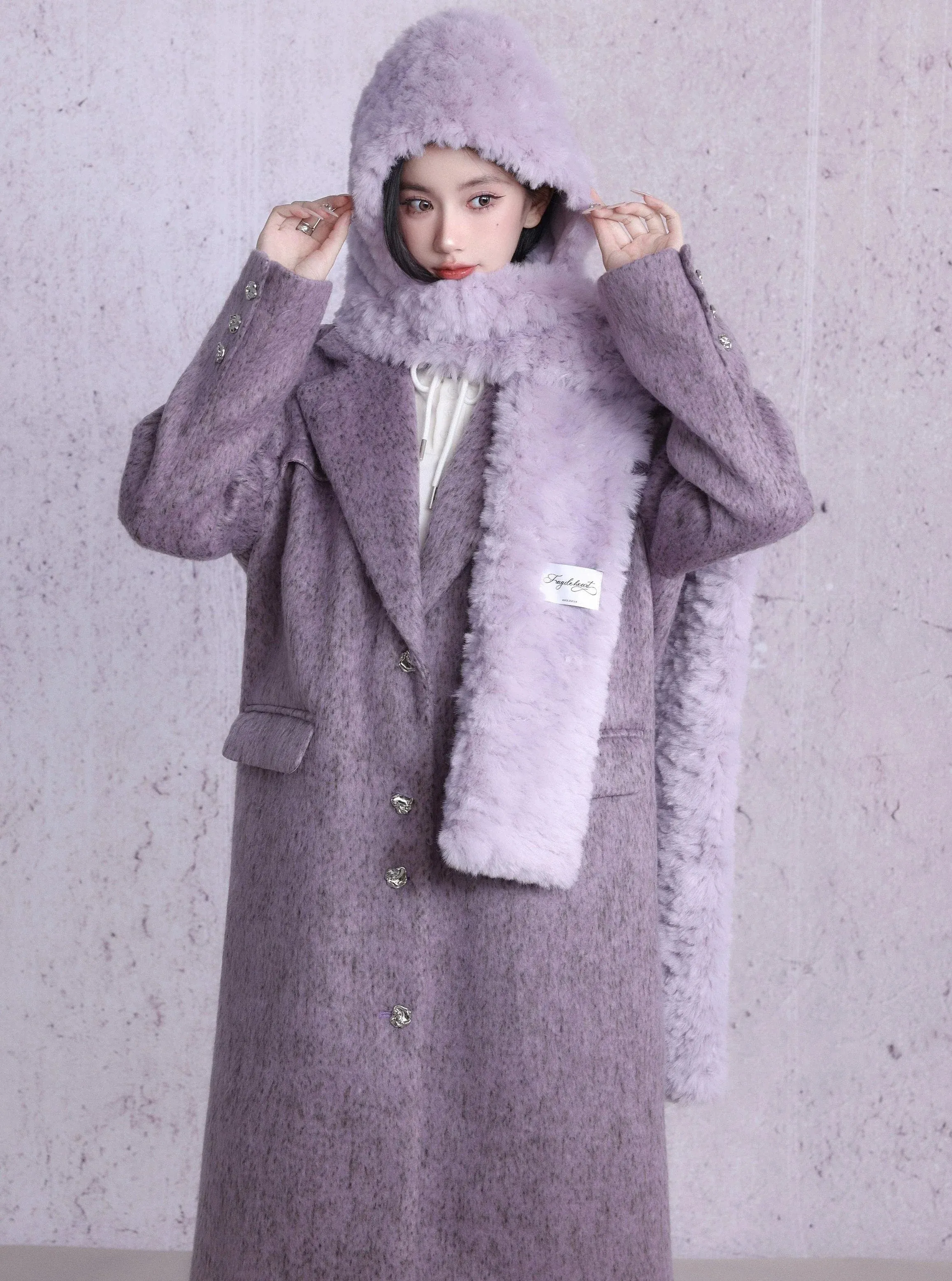 Lavender Wool Blend Long Coat