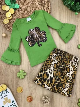 Leopard Clover Skirt Set