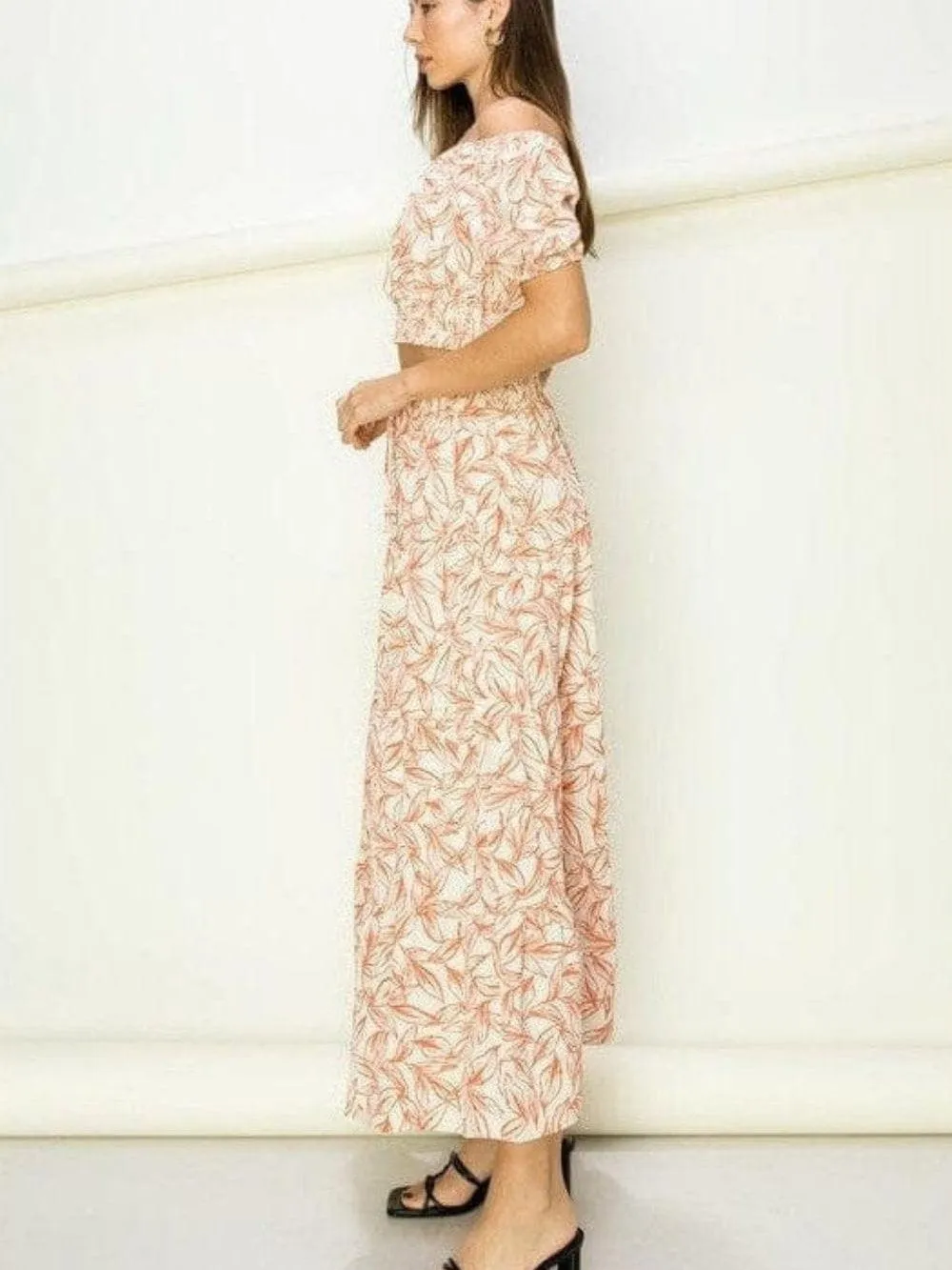 Lets Go Flowy Tiered  Crop Top and Maxi Skirt Set