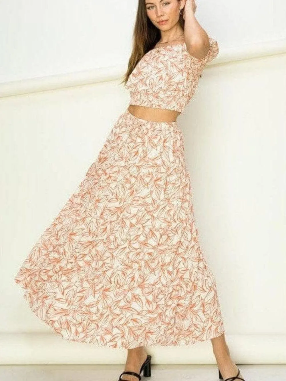 Lets Go Flowy Tiered  Crop Top and Maxi Skirt Set