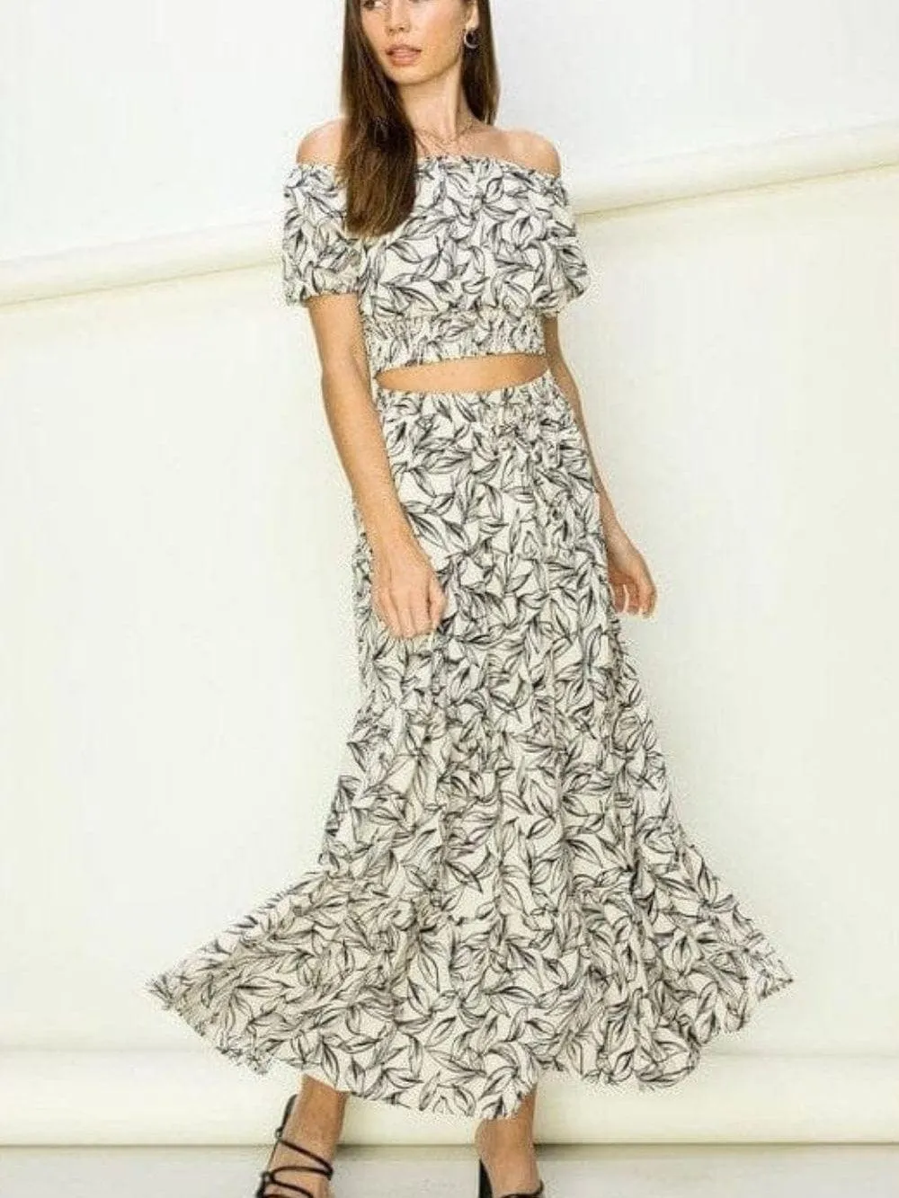 Lets Go Flowy Tiered  Crop Top and Maxi Skirt Set