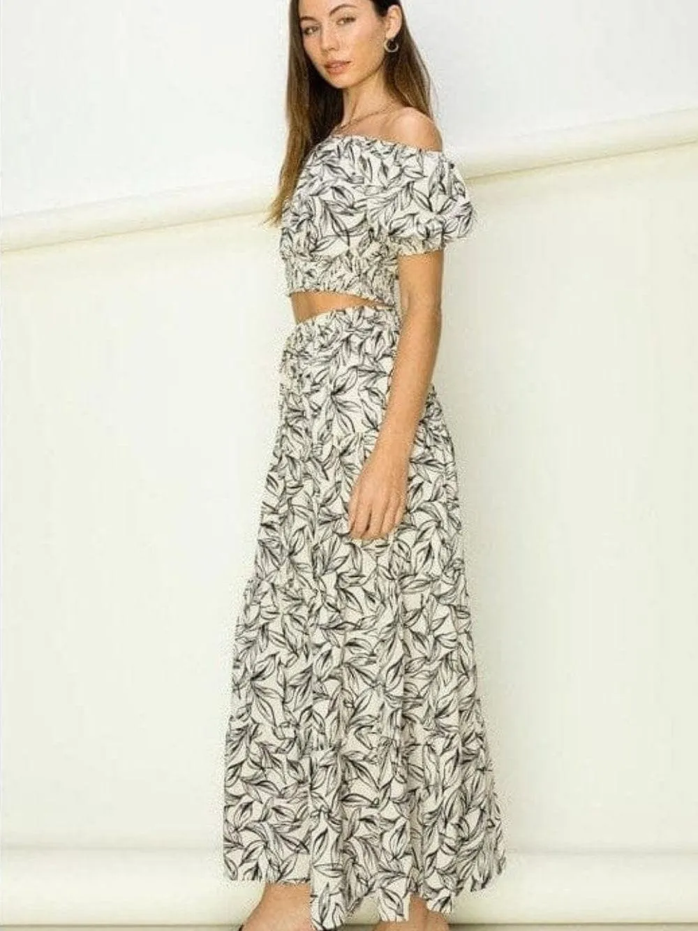 Lets Go Flowy Tiered  Crop Top and Maxi Skirt Set