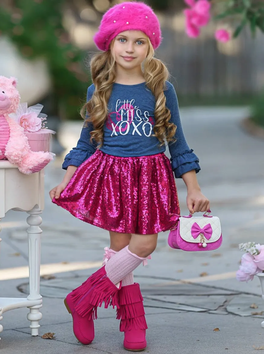 Little Miss XOXO Sparkle Skirt Set