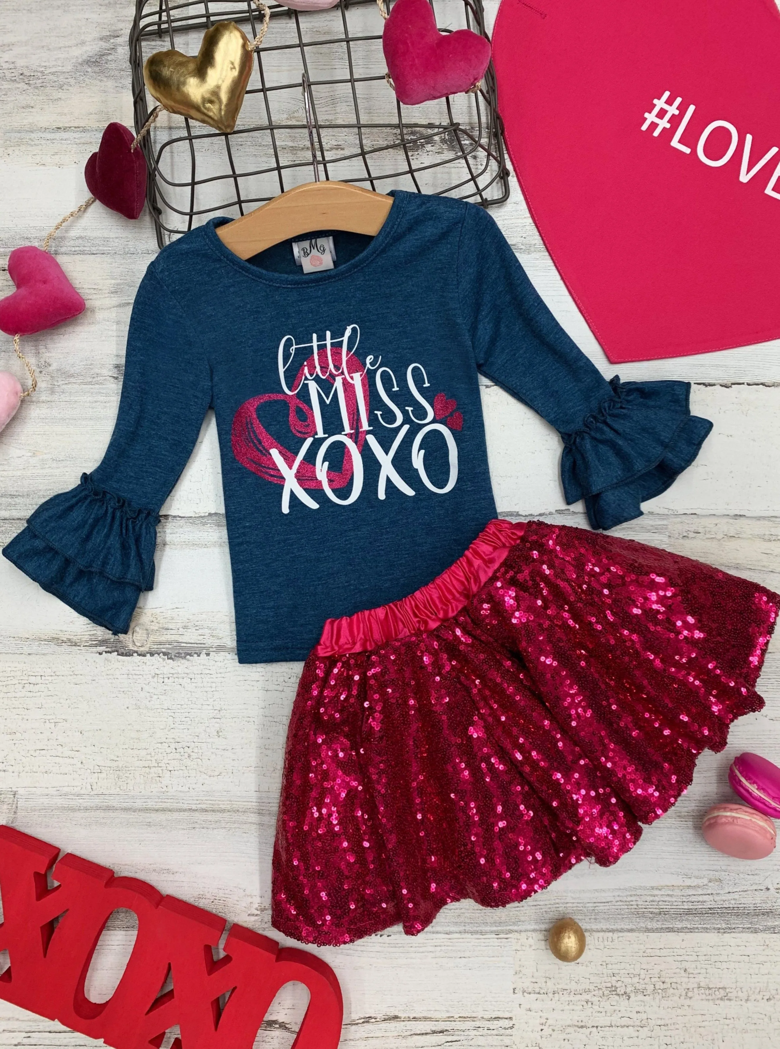 Little Miss XOXO Sparkle Skirt Set