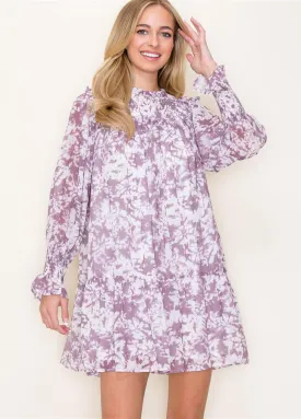 Long Sleeve Tiered Purple Dress