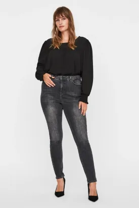 Lora Jeans high-waisted (Curve) - Black-grey denim