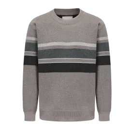 Men's Crew Neck Stripped Knitted Sweater