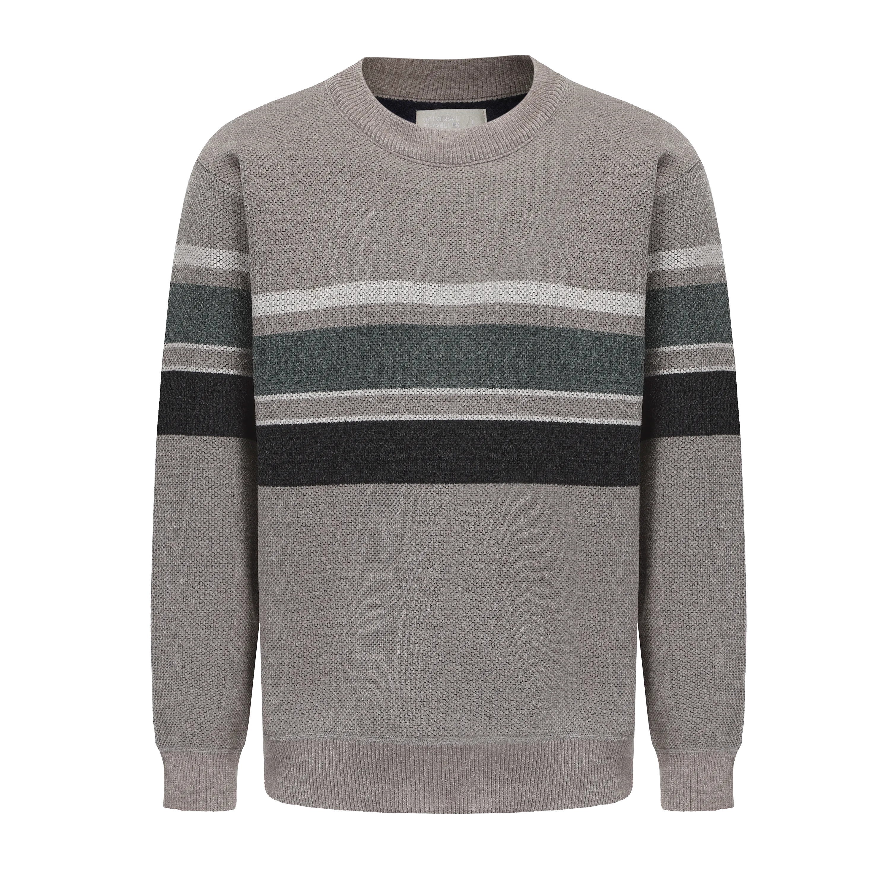 Men's Crew Neck Stripped Knitted Sweater