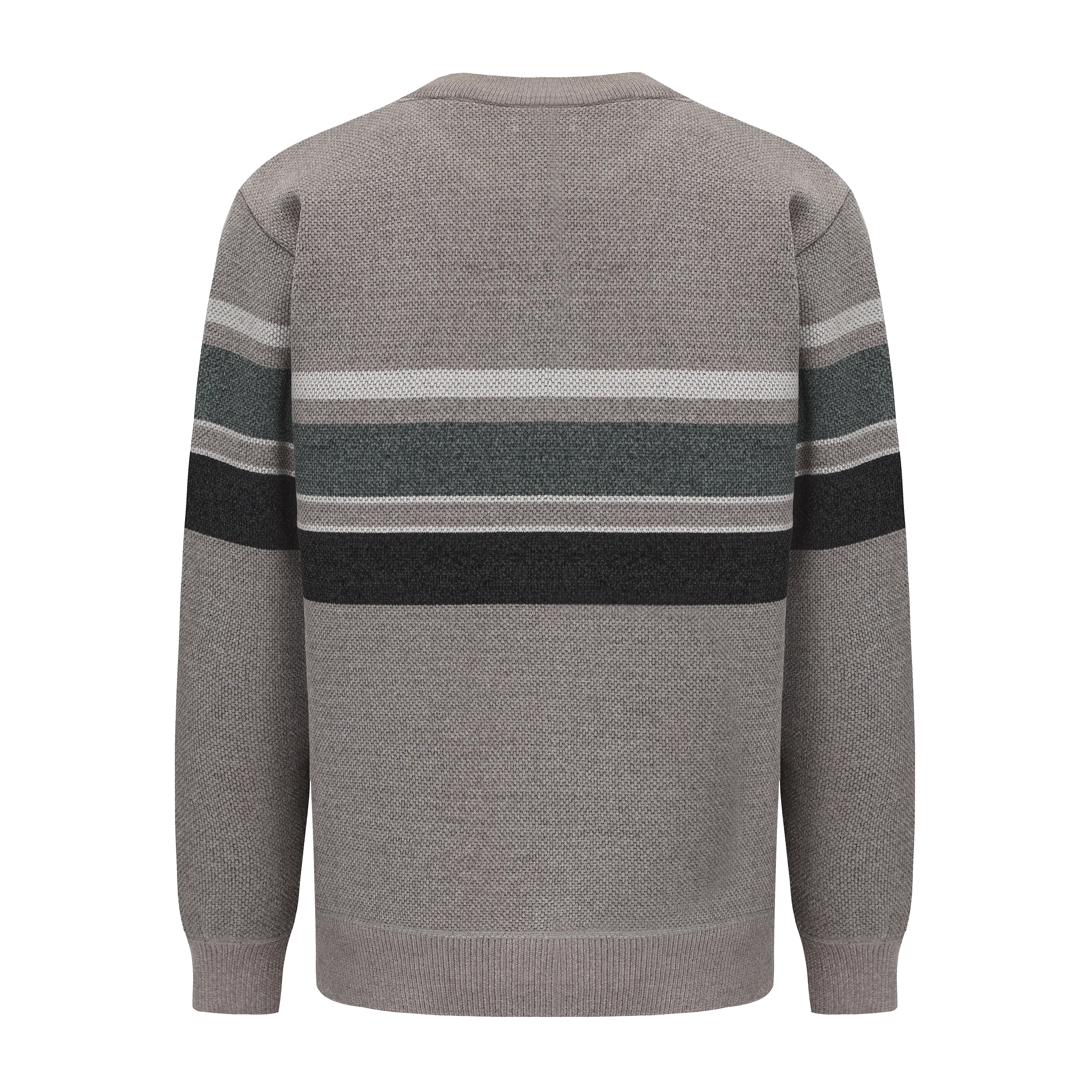 Men's Crew Neck Stripped Knitted Sweater