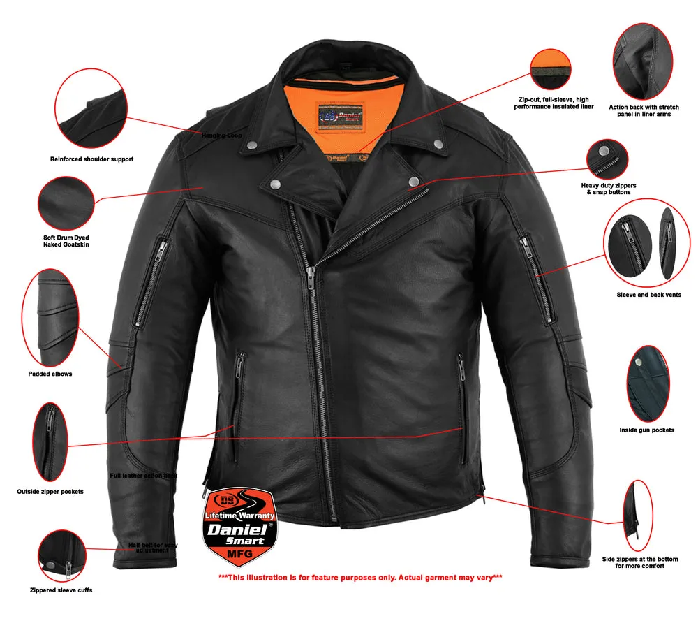 Men's Modern Longer Leather Biker Jacket