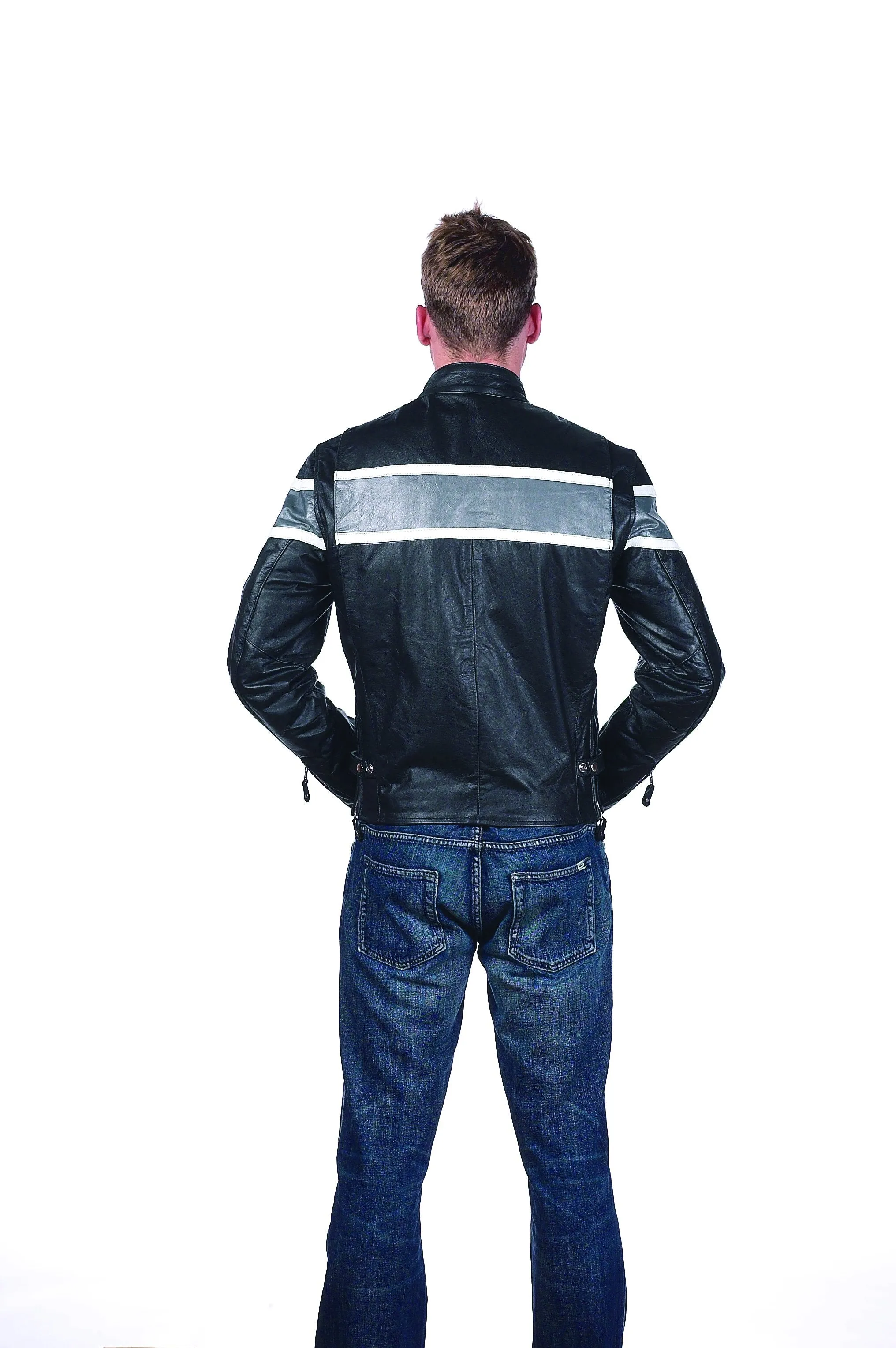 Mens Racing Jacket With Broad Silver Stripe