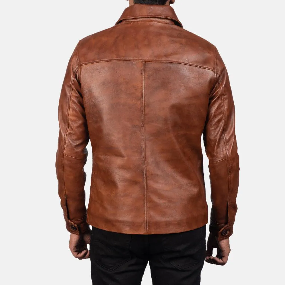 Mens Stylish Brown Leather Jacket