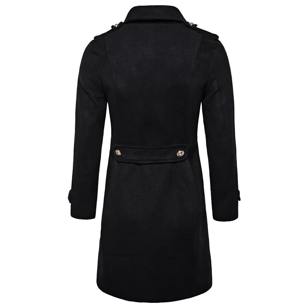 Men's Turndown Collar Double Breasted Long-line Peacoat