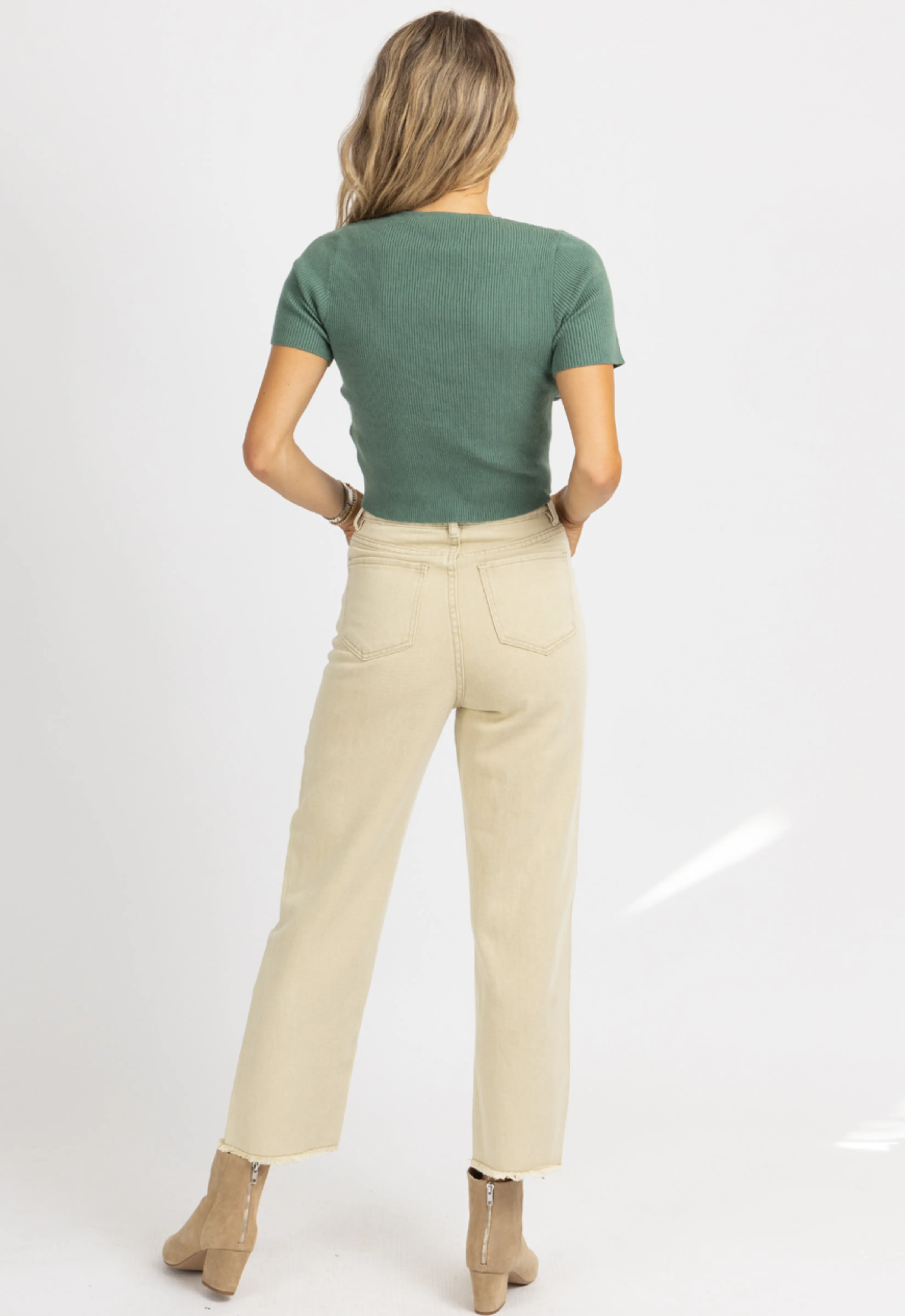 NEUTRAL KHAKI HIGH WAISTED JEANS