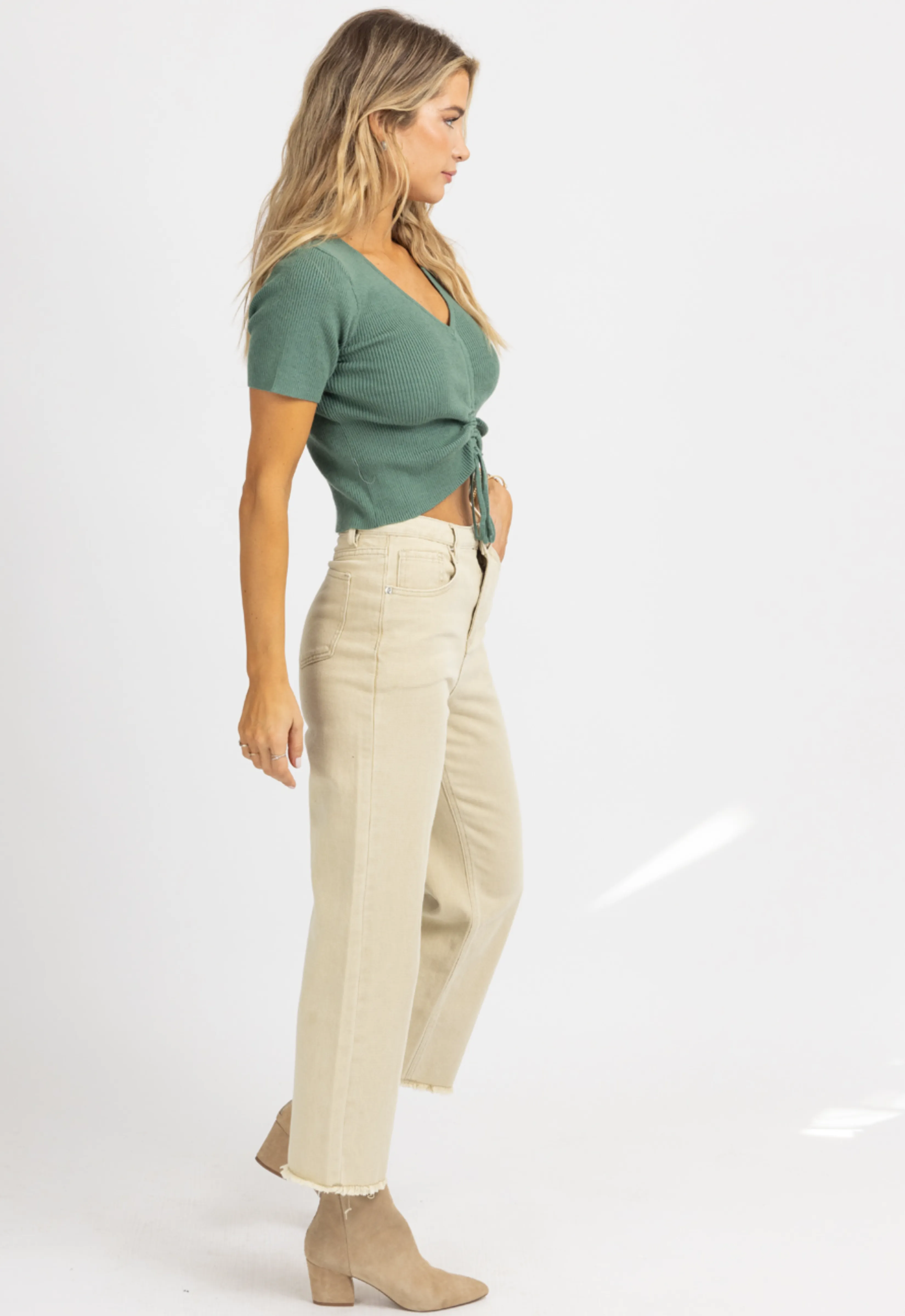 NEUTRAL KHAKI HIGH WAISTED JEANS