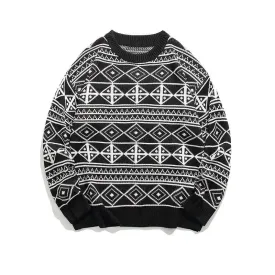 New Trendy Casual Jacquard Knitted Loose Pullover Sweater unisex