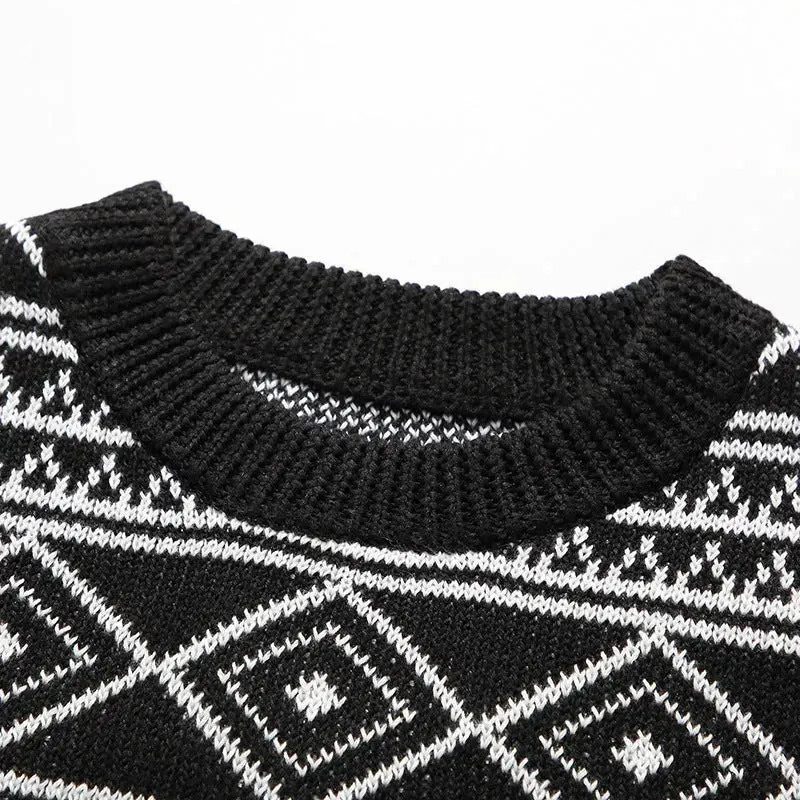 New Trendy Casual Jacquard Knitted Loose Pullover Sweater unisex