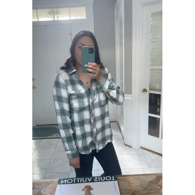 Paige Green Plaid Button Down Shirt