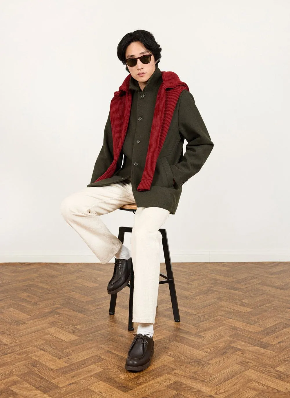 Pea Coat | Melton Wool | Olive