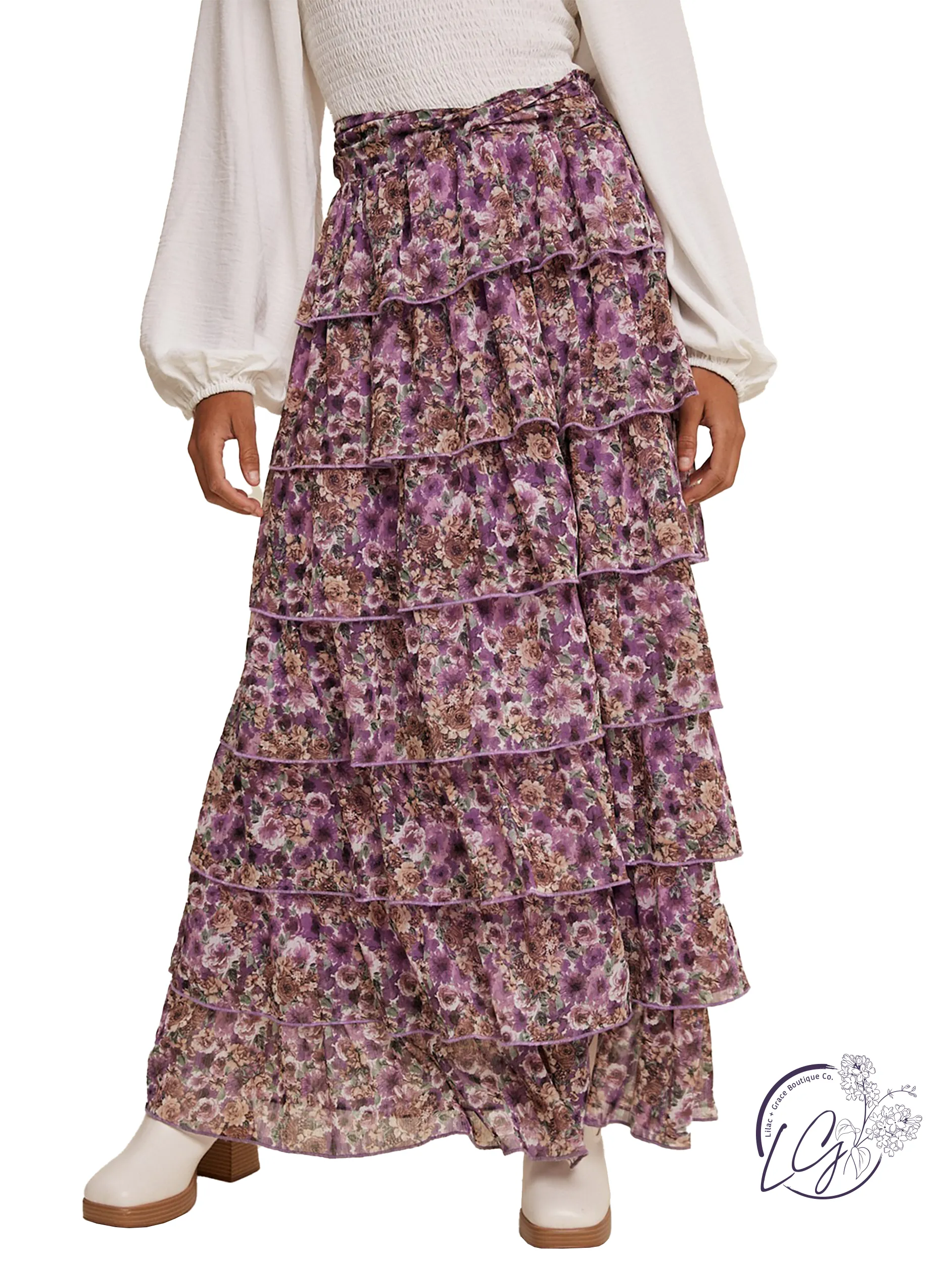 Petal Cascade Maxi Skirt