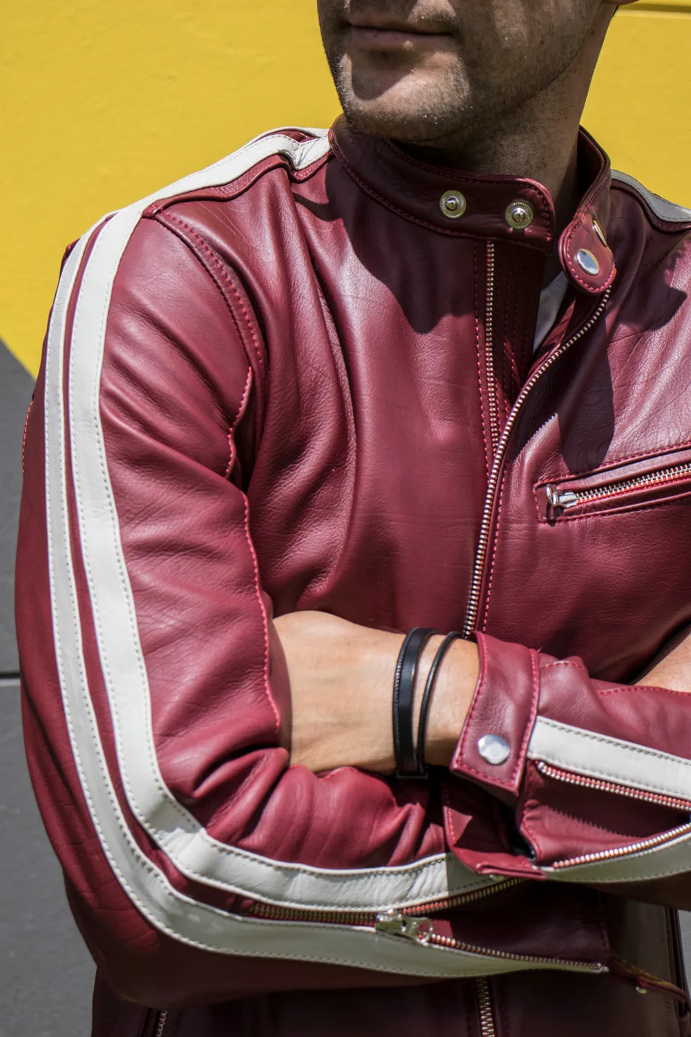 R80 EX Leather Jacket - Special Edition - Burgundy - Stripes