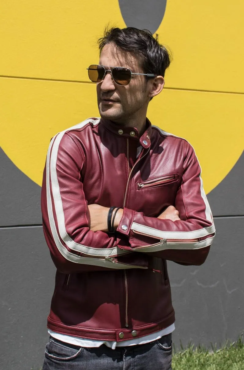 R80 EX Leather Jacket - Special Edition - Burgundy - Stripes