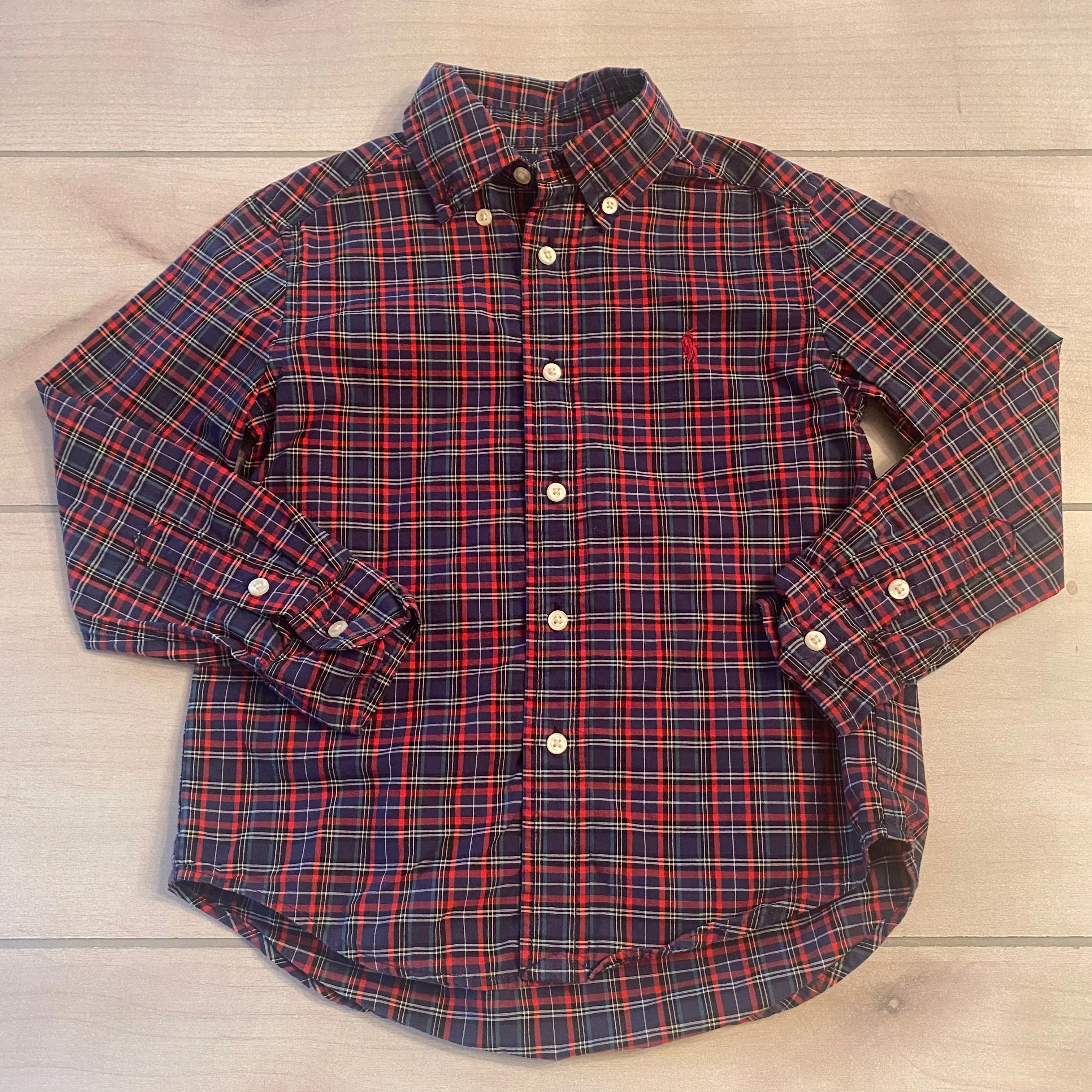 Ralph Lauren Navy & Red Plaid Button Down Shirt