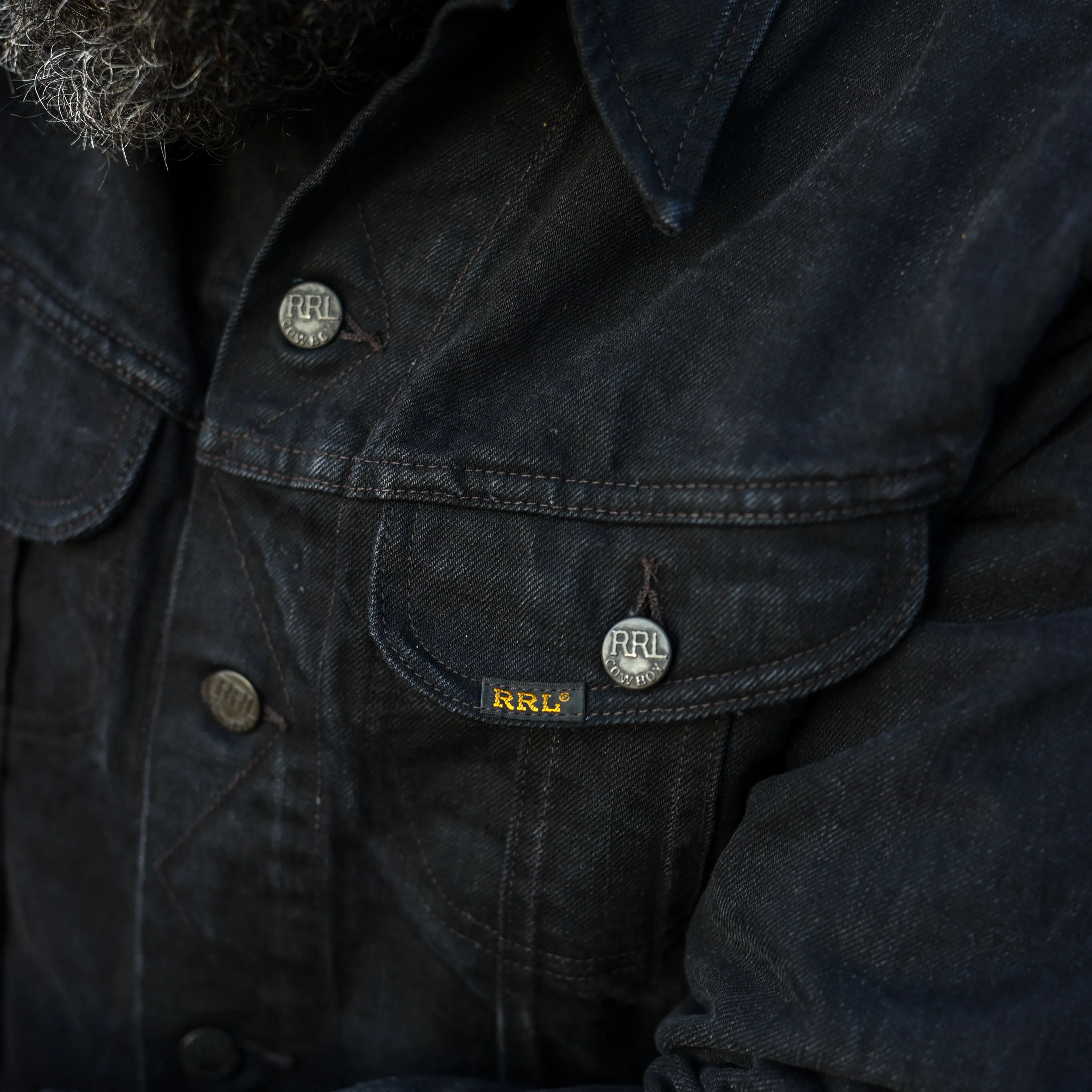 RRL Denim Trucker Jacket Worn in Black Wash