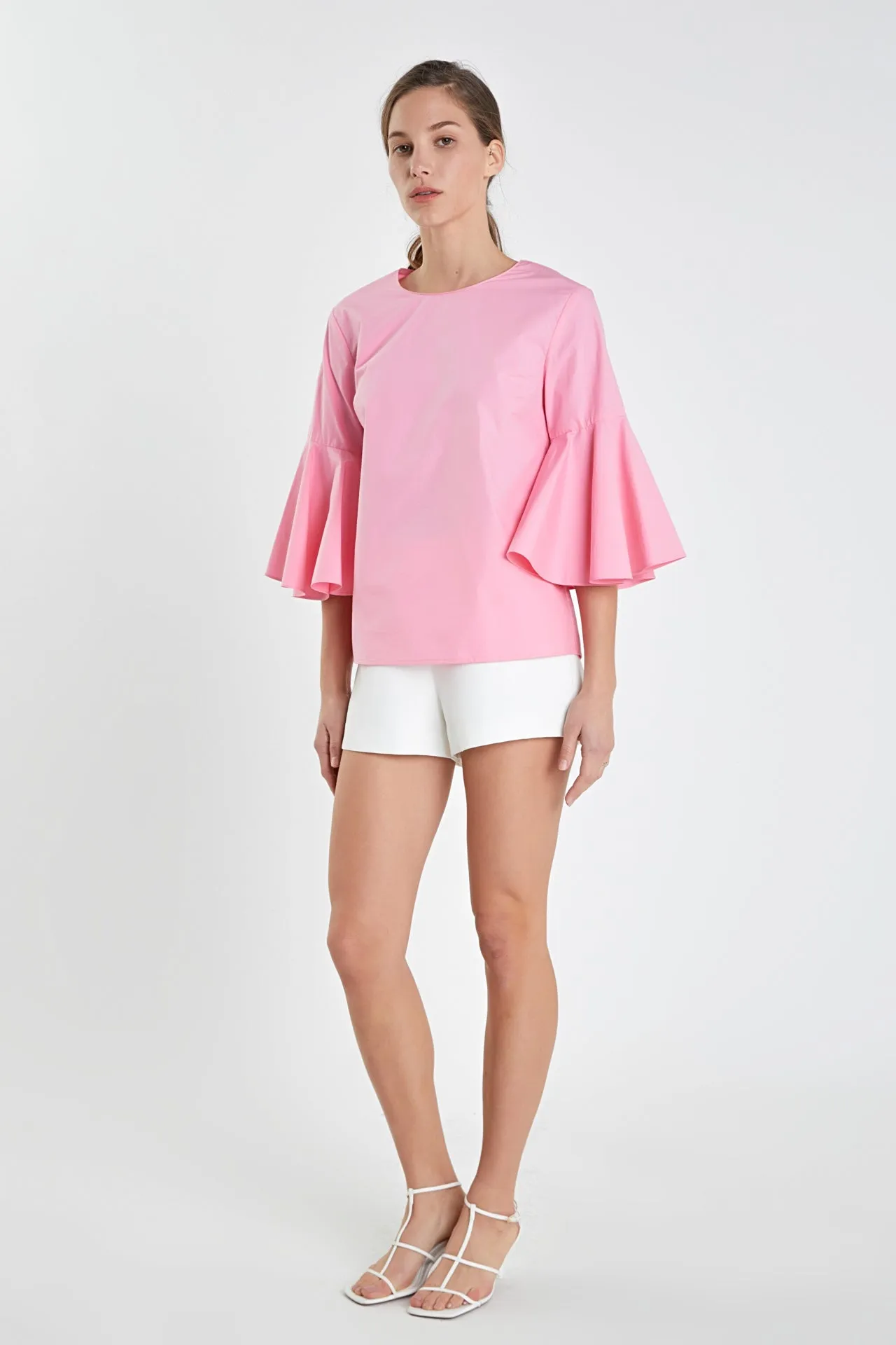 Ruffled Cotton Blend Top