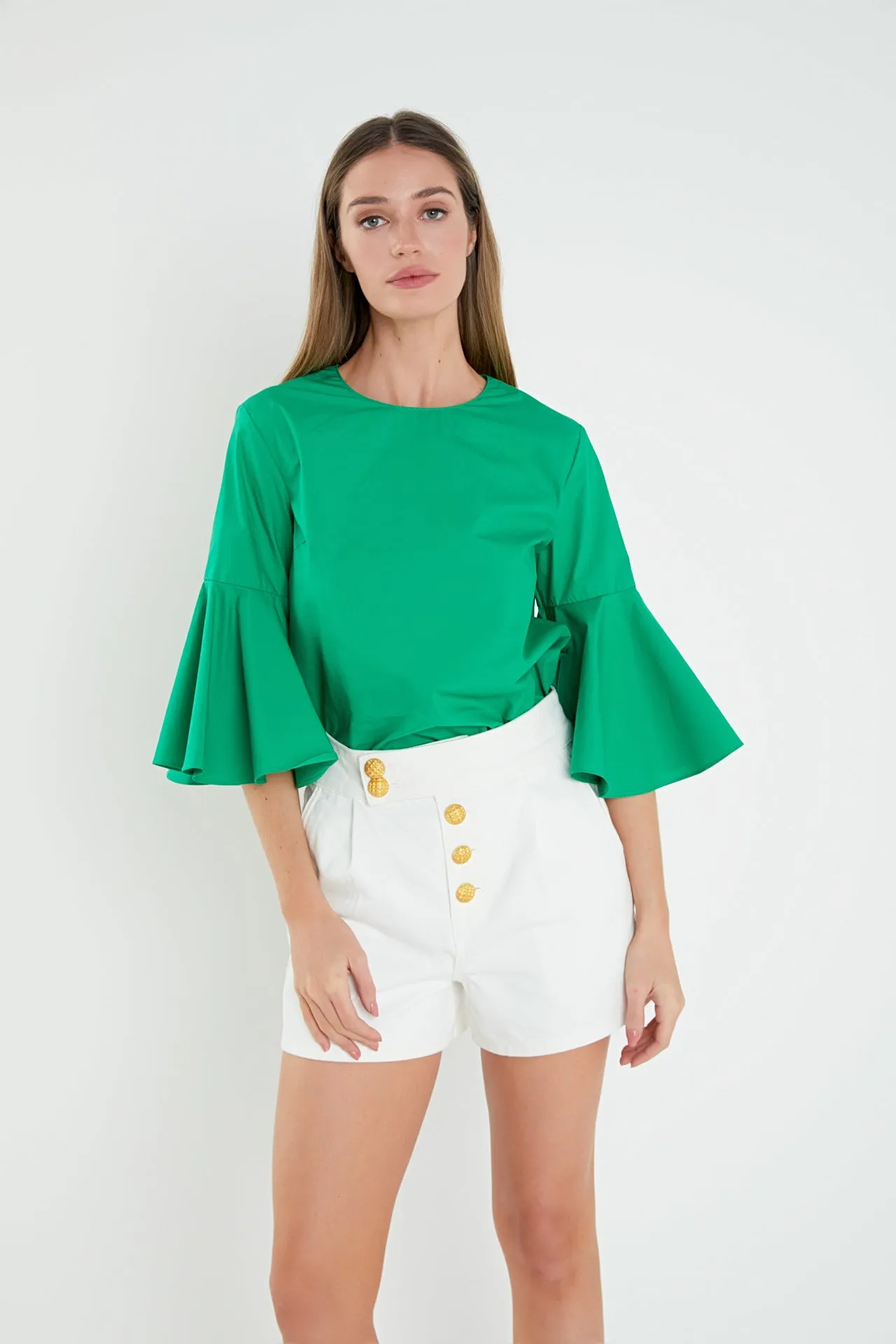 Ruffled Cotton Blend Top