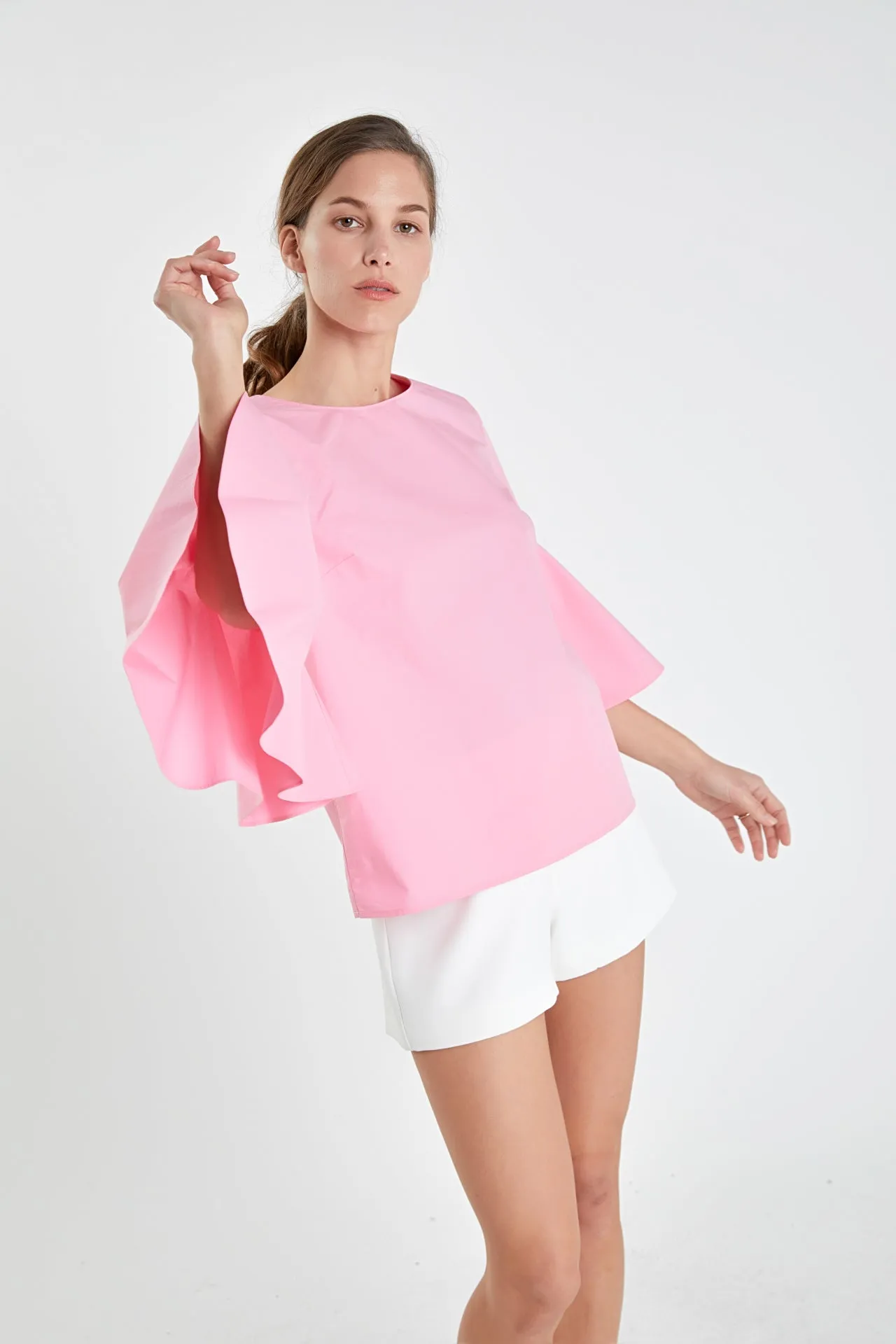 Ruffled Cotton Blend Top