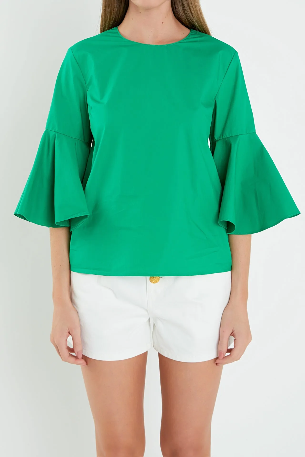 Ruffled Cotton Blend Top