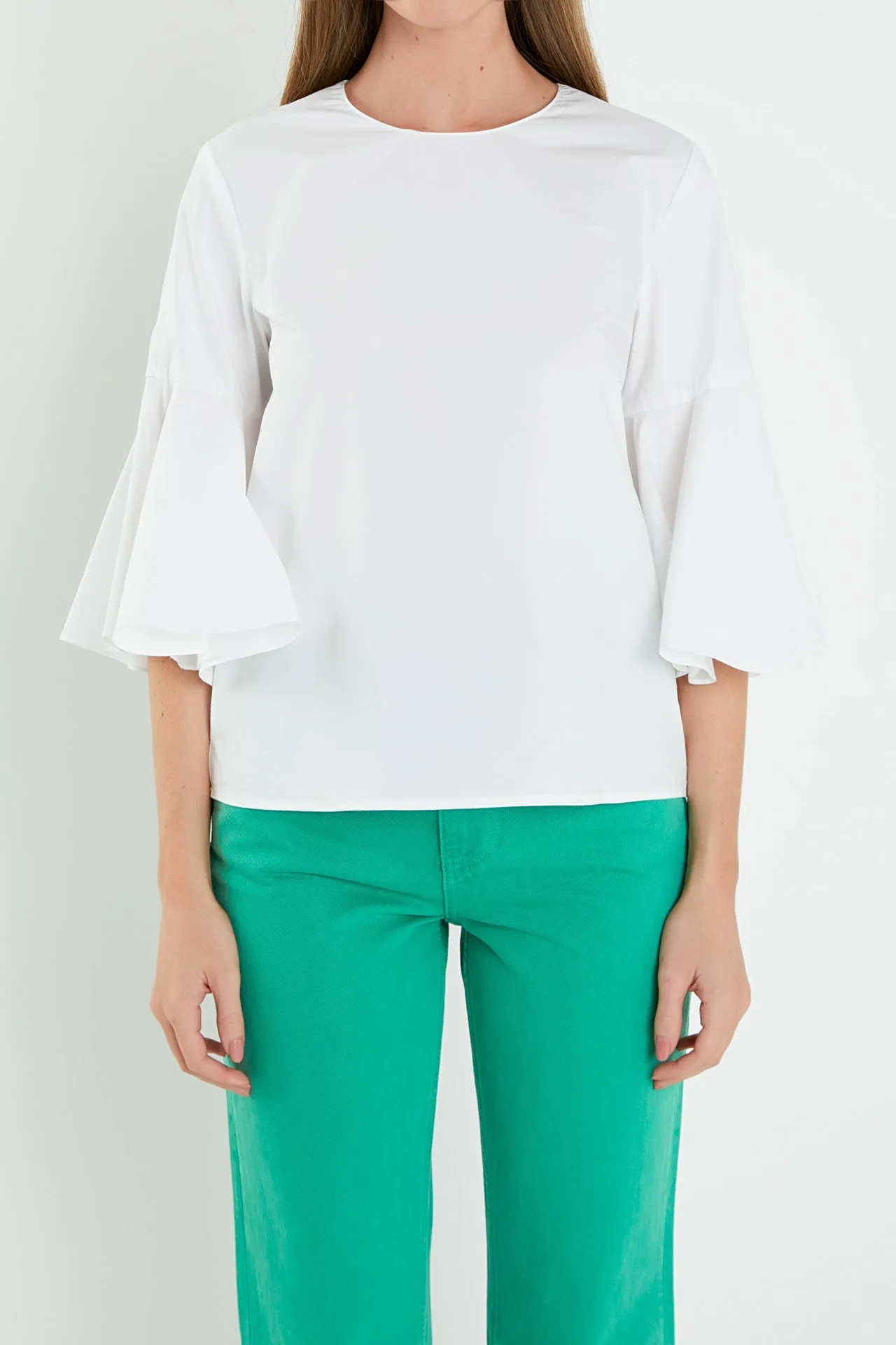 Ruffled Cotton Blend Top