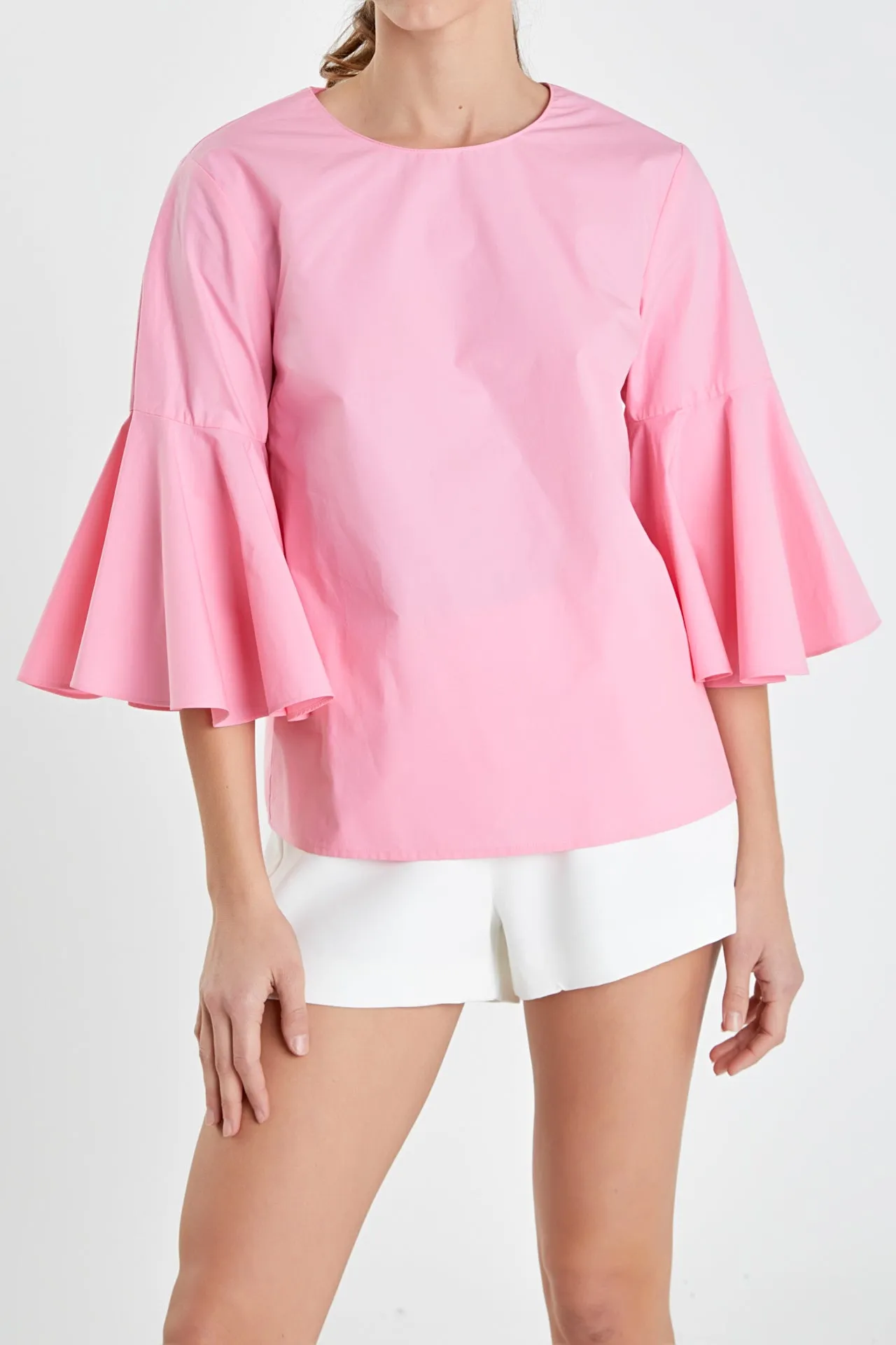 Ruffled Cotton Blend Top