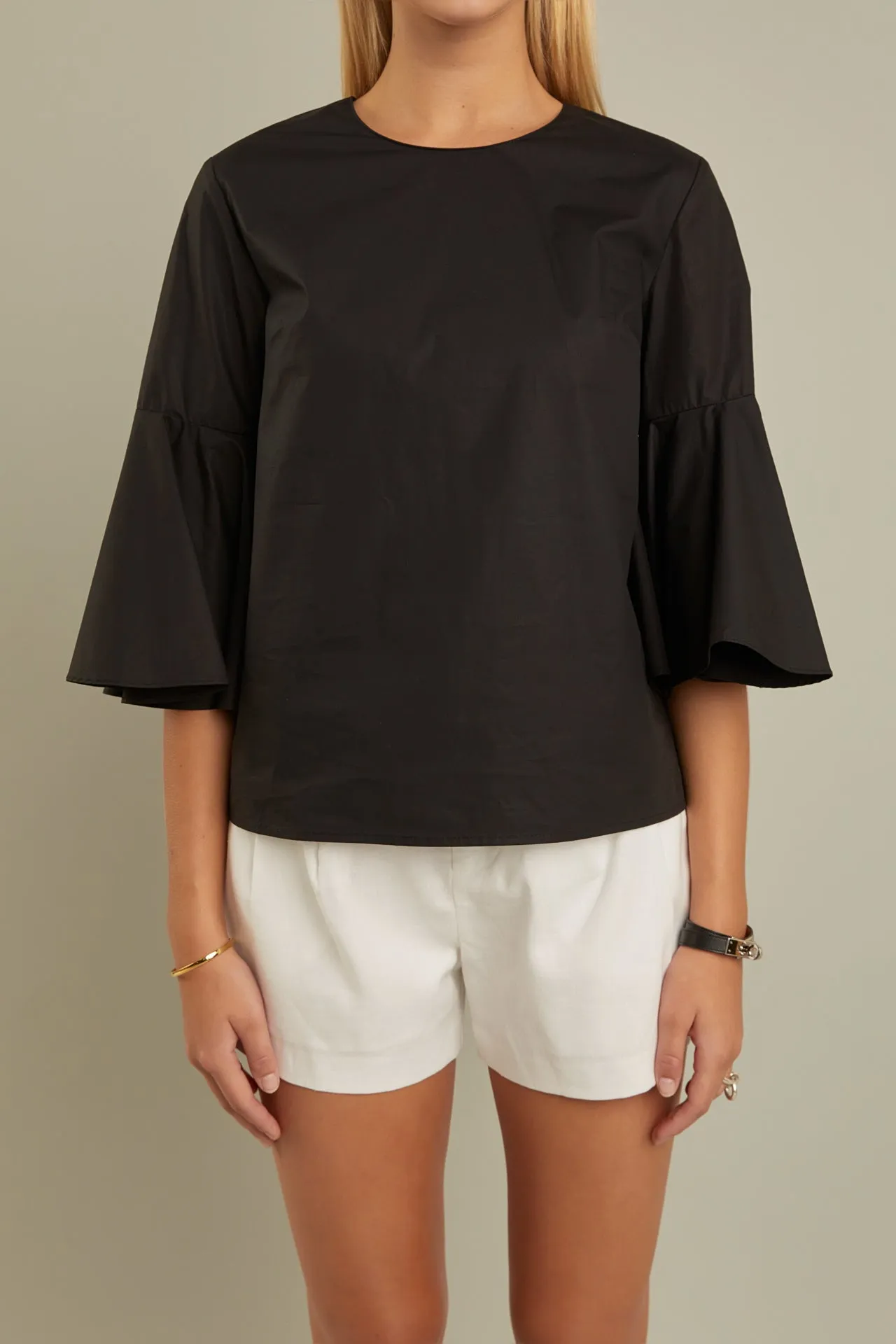 Ruffled Cotton Blend Top