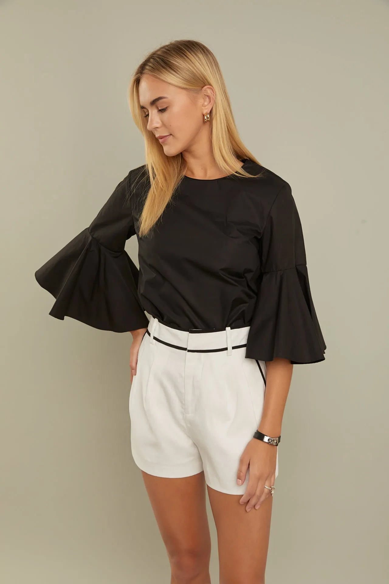 Ruffled Cotton Blend Top