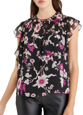 Ruffled Sleeve Floral Top