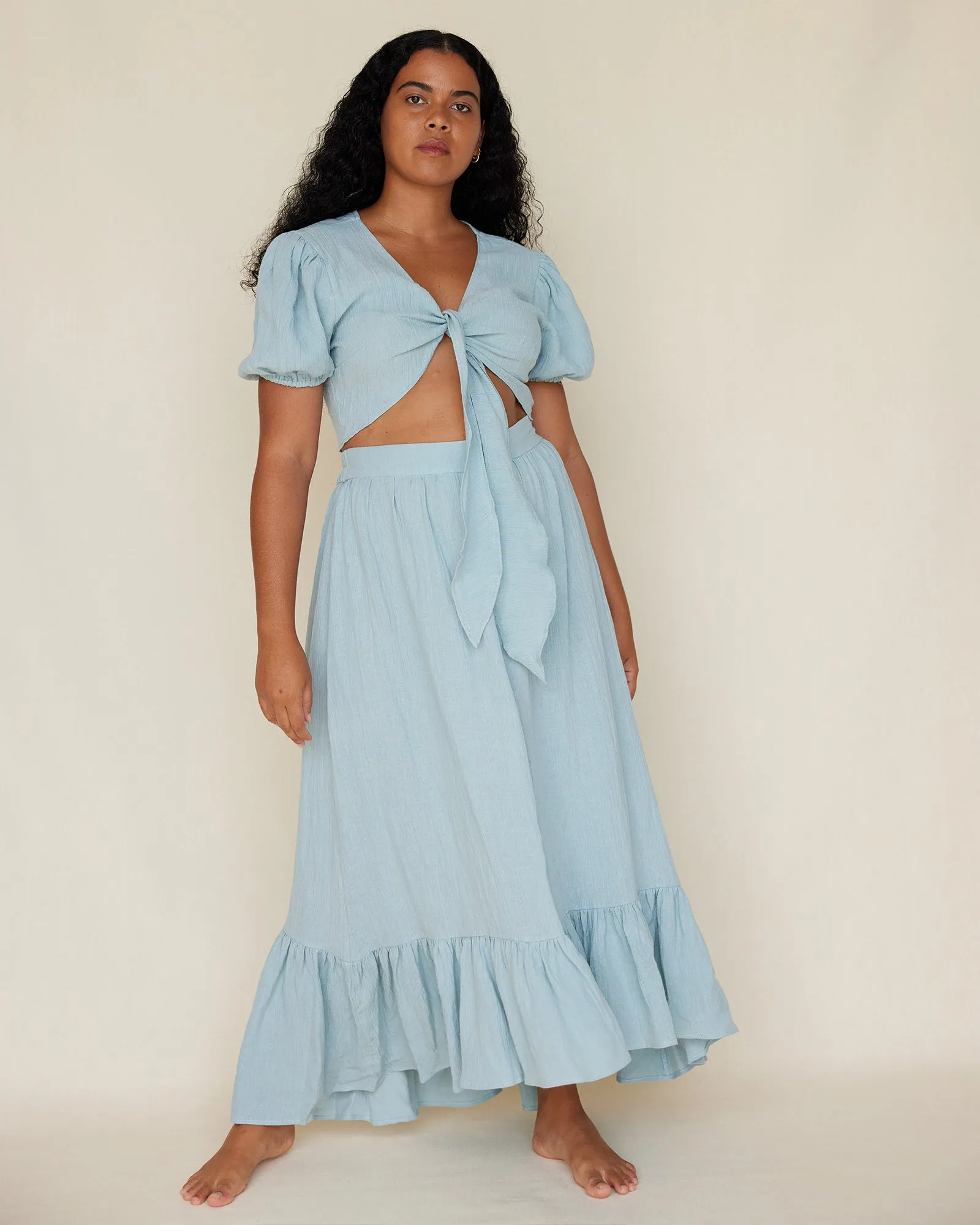 Saloma Linen Skirt - Duckegg Blue