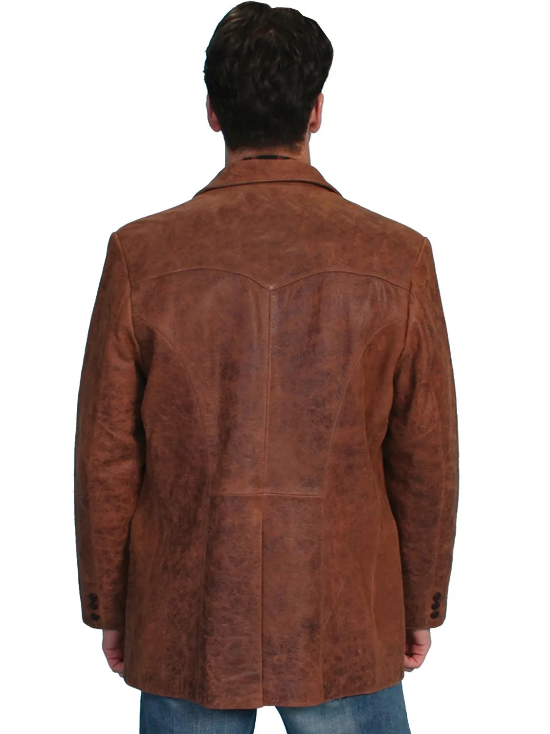 Scully Mens Caiman Inlays Brown Leather Leather Jacket