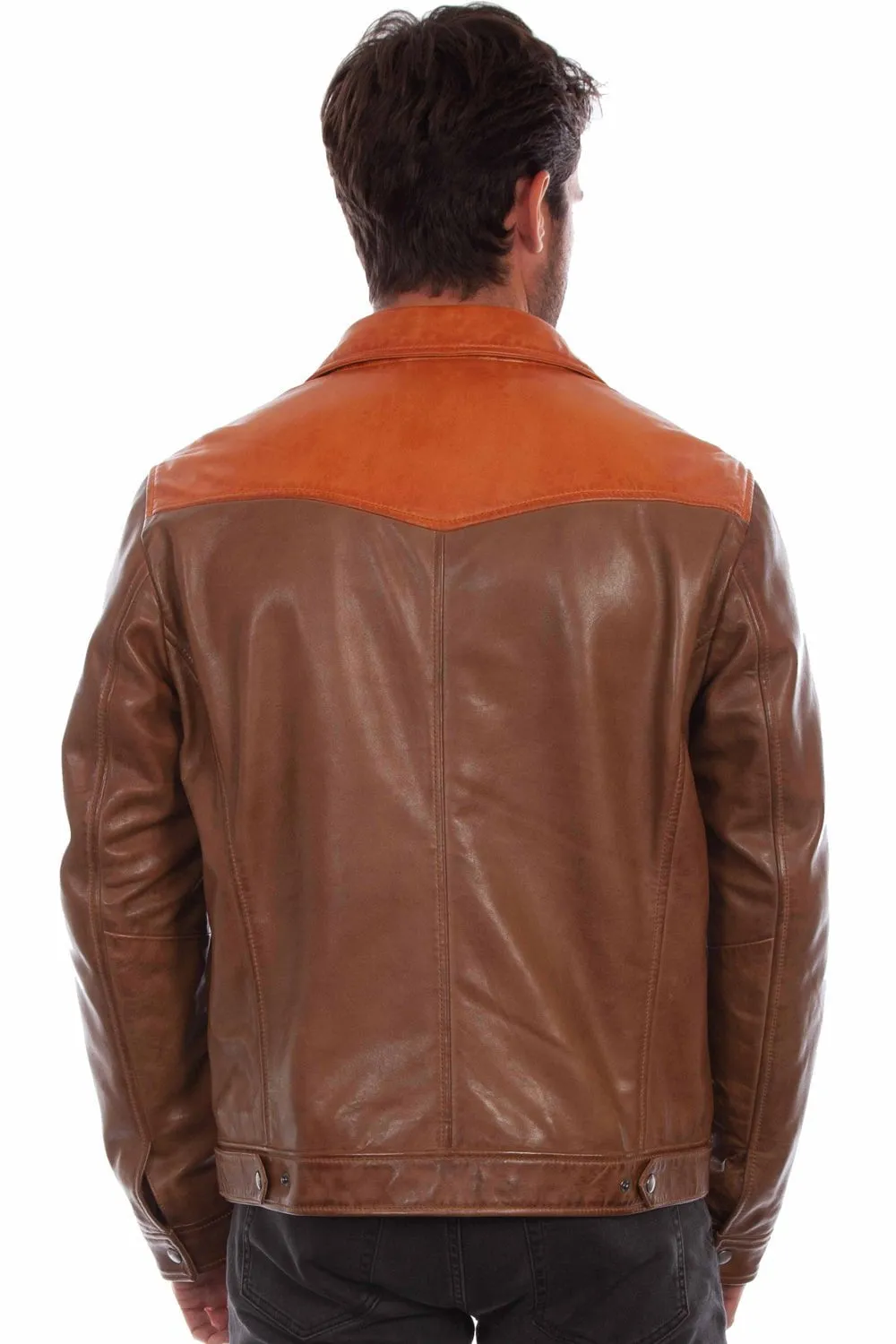 Scully Mens Western Contrast Saddle Tan Leather Leather Jacket 4X