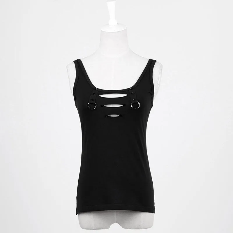 Sleeveless black punk T-shirt