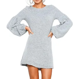 Stylish Leisure Women's O-neck Loose Knit Sweater Dress