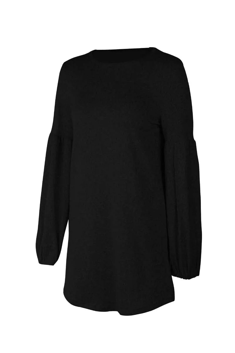 Stylish Leisure Women's O-neck Loose Knit Sweater Dress