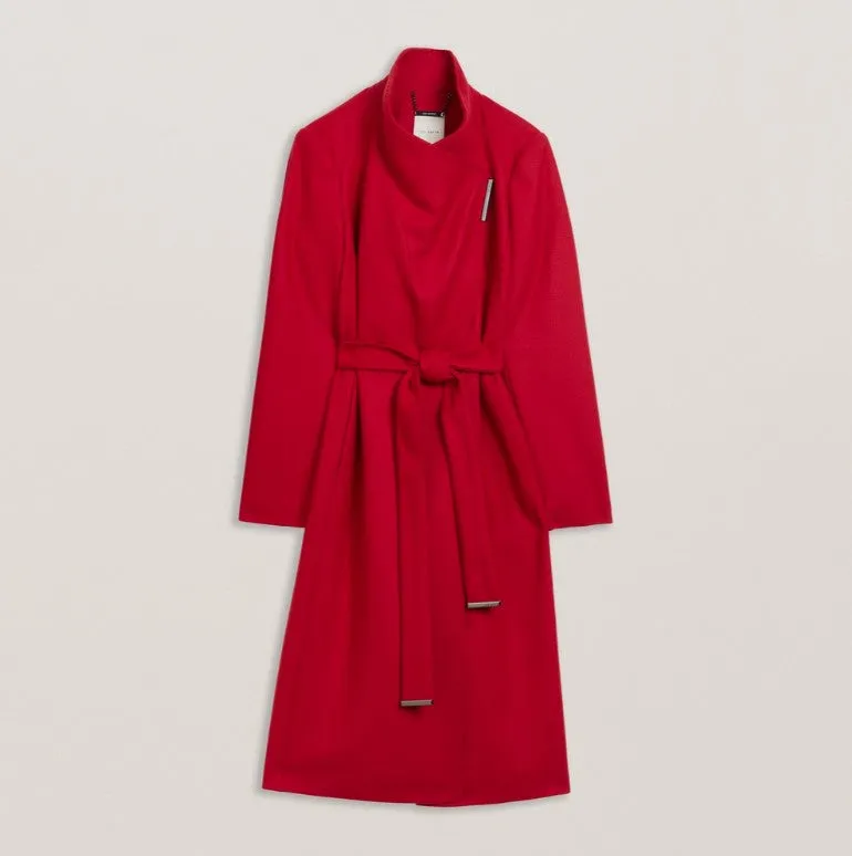 Ted Baker Rose Wool Wrap Midi Coat | Red