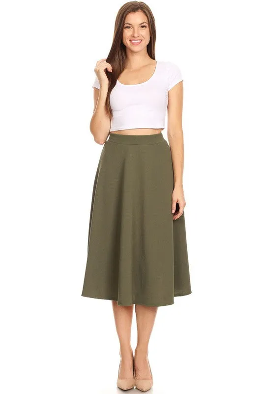 The Erin High Waisted A-Line Midi Skirt